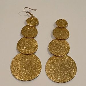 Vintage gold 4 circular drop style earrings.  Note one is missing a hook